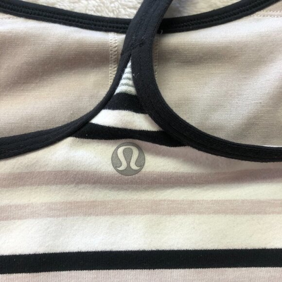 LULULEMON Power Y Tank *Luon Groovy Stripe Static Wave Dune / Black Size 6 - Picture 4 of 9